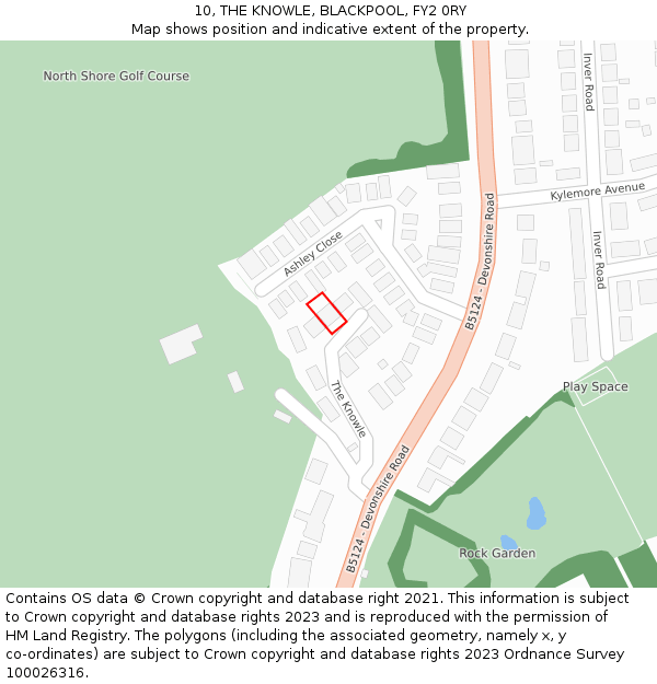 10, THE KNOWLE, BLACKPOOL, FY2 0RY: Location map and indicative extent of plot