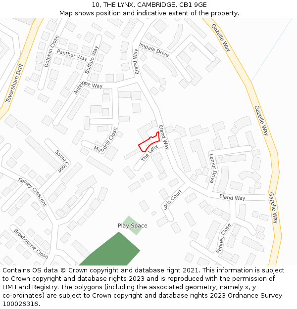 10, THE LYNX, CAMBRIDGE, CB1 9GE: Location map and indicative extent of plot