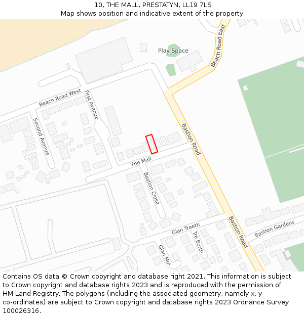 10, THE MALL, PRESTATYN, LL19 7LS: Location map and indicative extent of plot