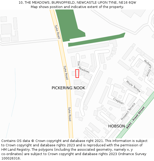 10, THE MEADOWS, BURNOPFIELD, NEWCASTLE UPON TYNE, NE16 6QW: Location map and indicative extent of plot