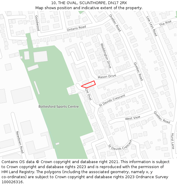 10, THE OVAL, SCUNTHORPE, DN17 2RX: Location map and indicative extent of plot