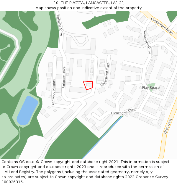 10, THE PIAZZA, LANCASTER, LA1 3FJ: Location map and indicative extent of plot