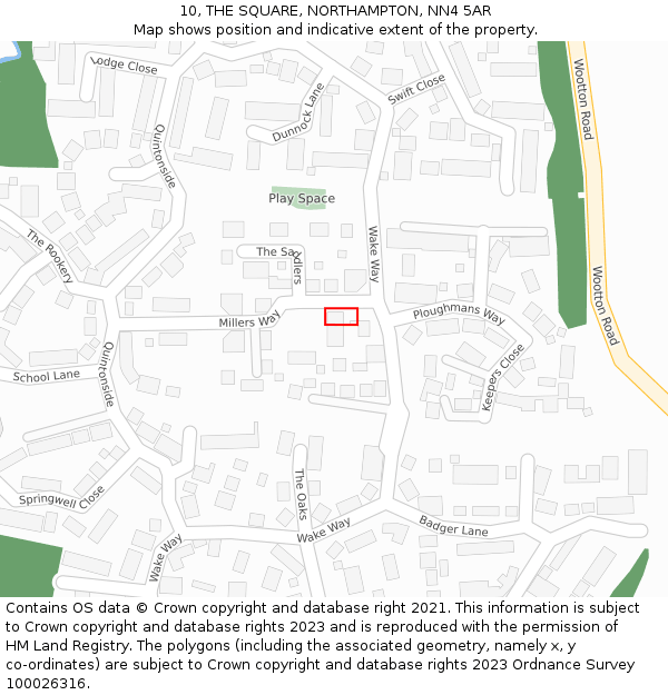 10, THE SQUARE, NORTHAMPTON, NN4 5AR: Location map and indicative extent of plot