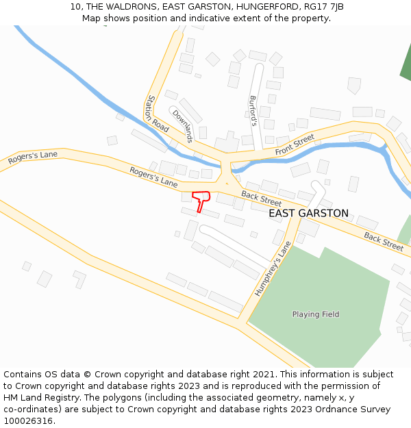 10, THE WALDRONS, EAST GARSTON, HUNGERFORD, RG17 7JB: Location map and indicative extent of plot