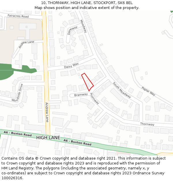 10, THORNWAY, HIGH LANE, STOCKPORT, SK6 8EL: Location map and indicative extent of plot