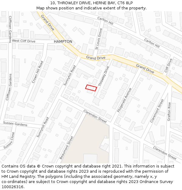 10, THROWLEY DRIVE, HERNE BAY, CT6 8LP: Location map and indicative extent of plot