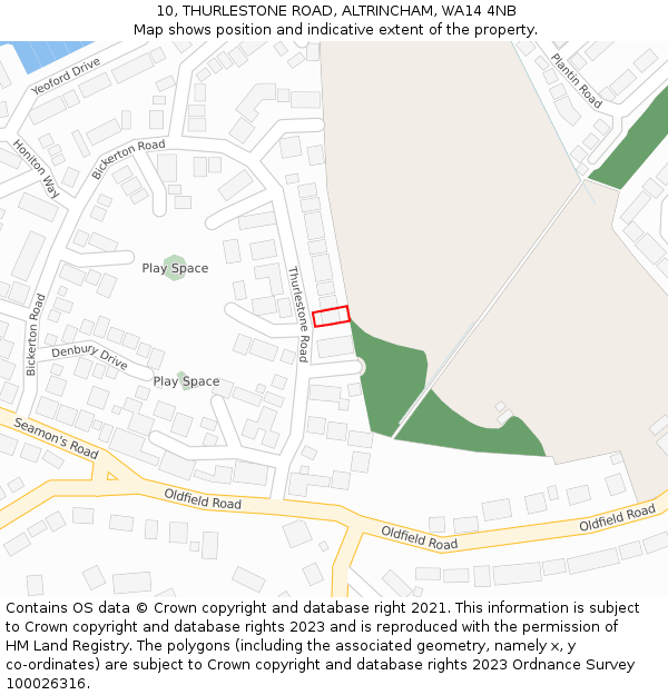 10, THURLESTONE ROAD, ALTRINCHAM, WA14 4NB: Location map and indicative extent of plot
