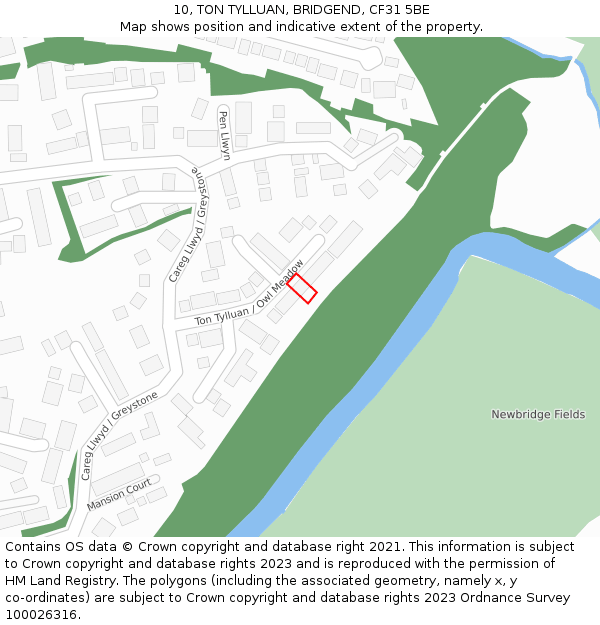 10, TON TYLLUAN, BRIDGEND, CF31 5BE: Location map and indicative extent of plot
