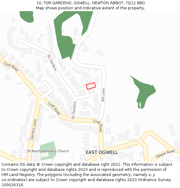 10, TOR GARDENS, OGWELL, NEWTON ABBOT, TQ12 6BG: Location map and indicative extent of plot