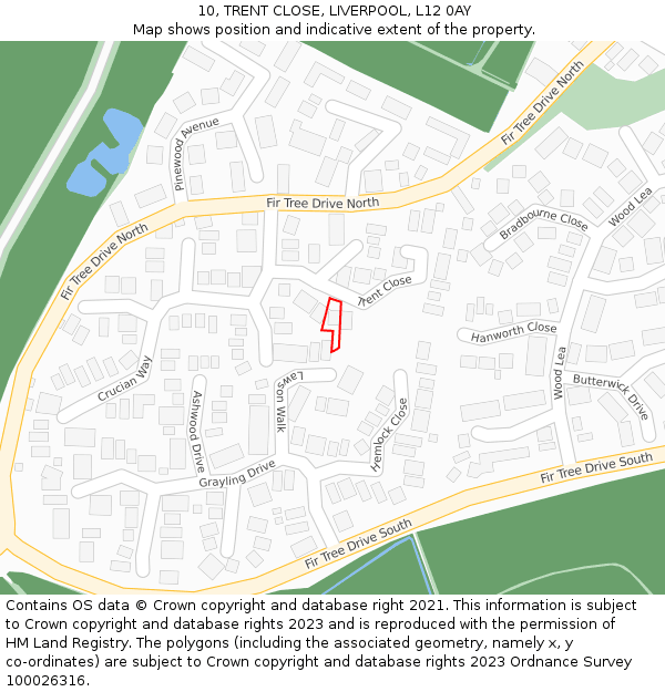 10, TRENT CLOSE, LIVERPOOL, L12 0AY: Location map and indicative extent of plot