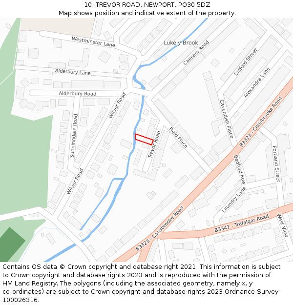 10, TREVOR ROAD, NEWPORT, PO30 5DZ: Location map and indicative extent of plot