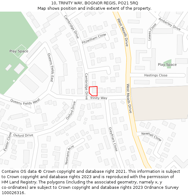 10, TRINITY WAY, BOGNOR REGIS, PO21 5RQ: Location map and indicative extent of plot