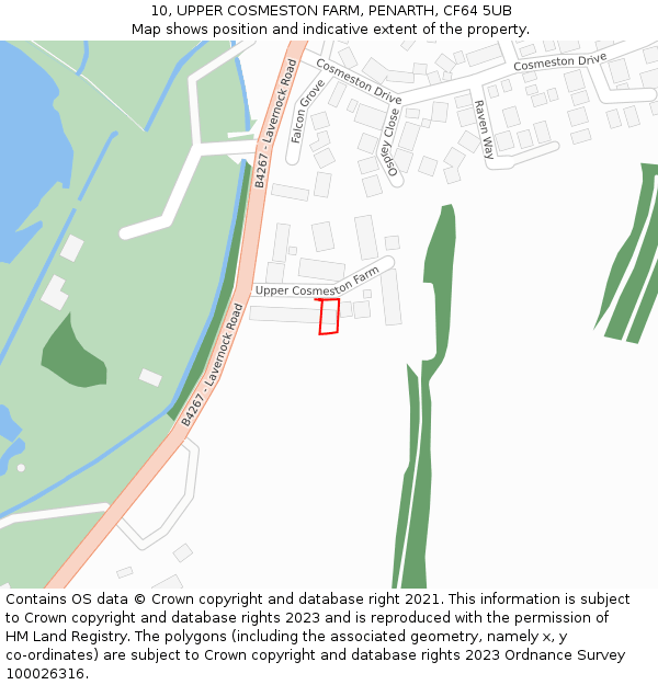 10, UPPER COSMESTON FARM, PENARTH, CF64 5UB: Location map and indicative extent of plot