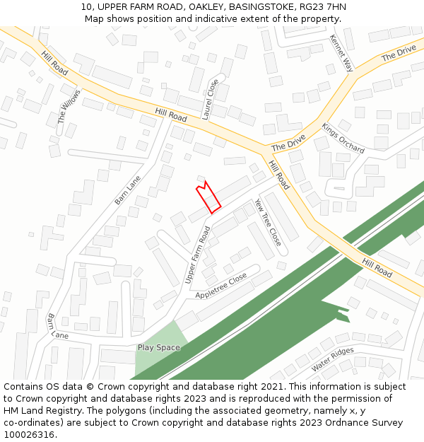 10, UPPER FARM ROAD, OAKLEY, BASINGSTOKE, RG23 7HN: Location map and indicative extent of plot