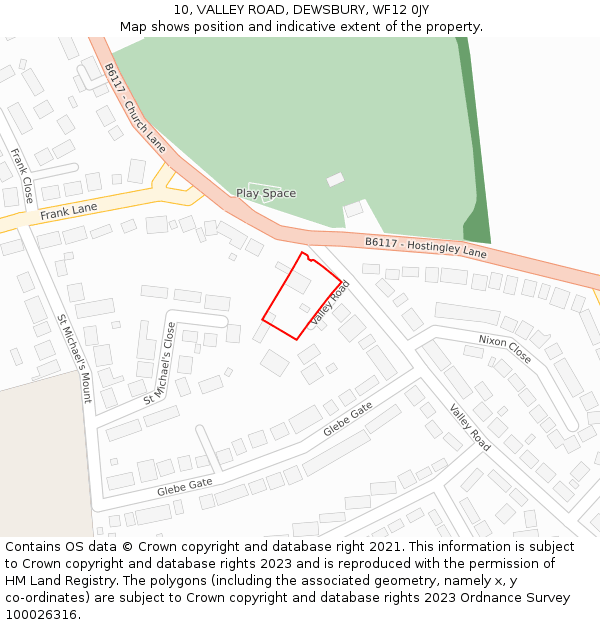 10, VALLEY ROAD, DEWSBURY, WF12 0JY: Location map and indicative extent of plot