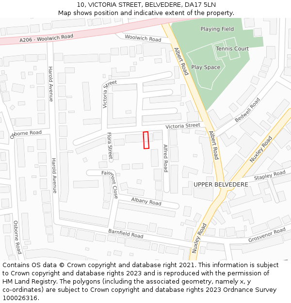10, VICTORIA STREET, BELVEDERE, DA17 5LN: Location map and indicative extent of plot