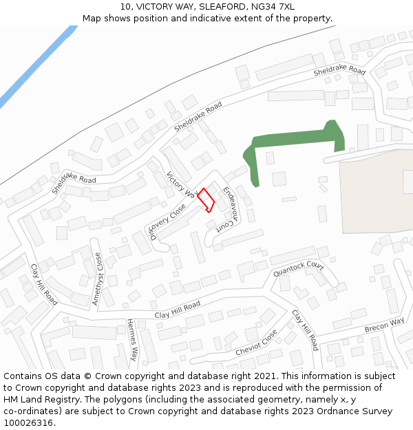 10, VICTORY WAY, SLEAFORD, NG34 7XL: Location map and indicative extent of plot