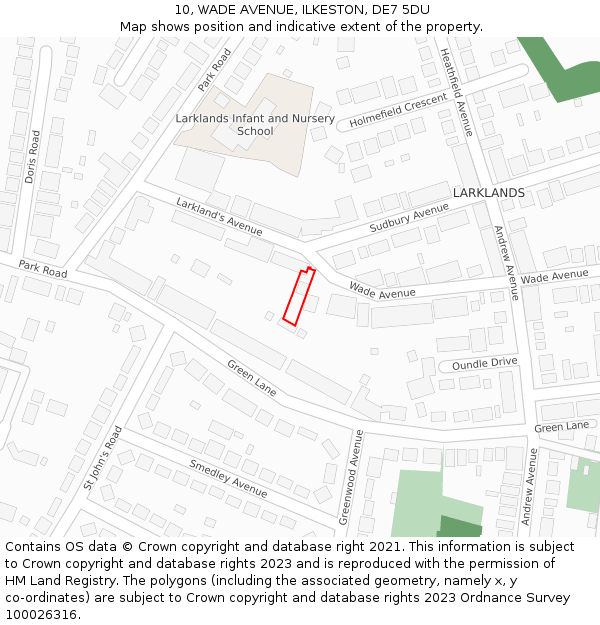 10, WADE AVENUE, ILKESTON, DE7 5DU: Location map and indicative extent of plot