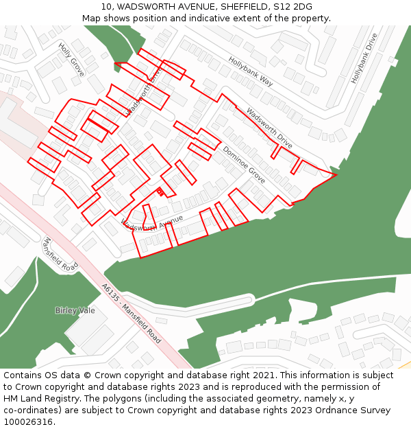 10, WADSWORTH AVENUE, SHEFFIELD, S12 2DG: Location map and indicative extent of plot