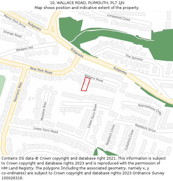 10, WALLACE ROAD, PLYMOUTH, PL7 1JN: Location map and indicative extent of plot