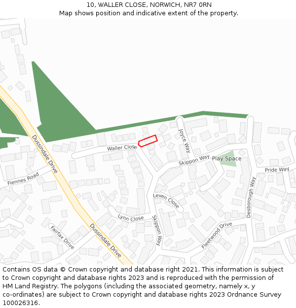 10, WALLER CLOSE, NORWICH, NR7 0RN: Location map and indicative extent of plot