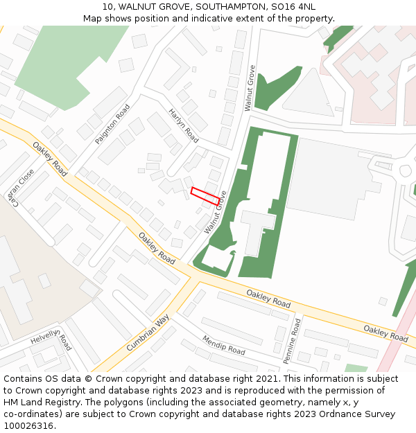 10, WALNUT GROVE, SOUTHAMPTON, SO16 4NL: Location map and indicative extent of plot