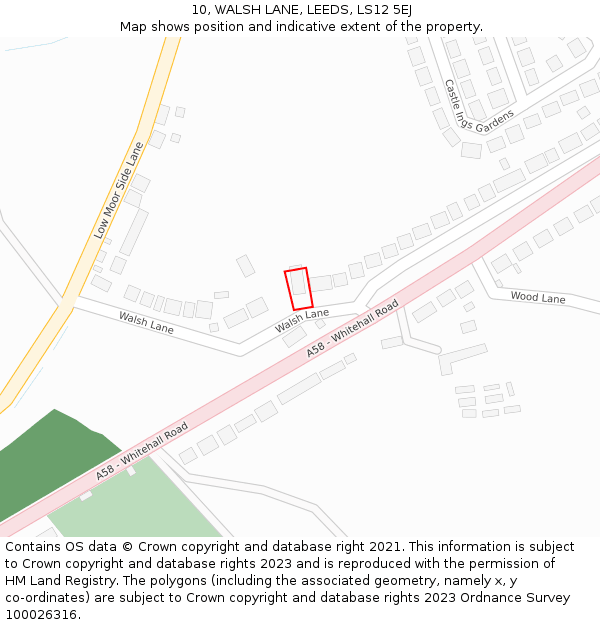 10, WALSH LANE, LEEDS, LS12 5EJ: Location map and indicative extent of plot