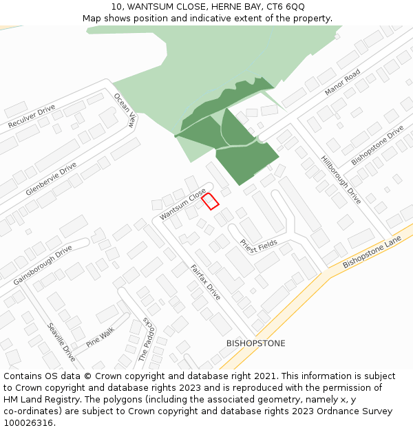 10, WANTSUM CLOSE, HERNE BAY, CT6 6QQ: Location map and indicative extent of plot