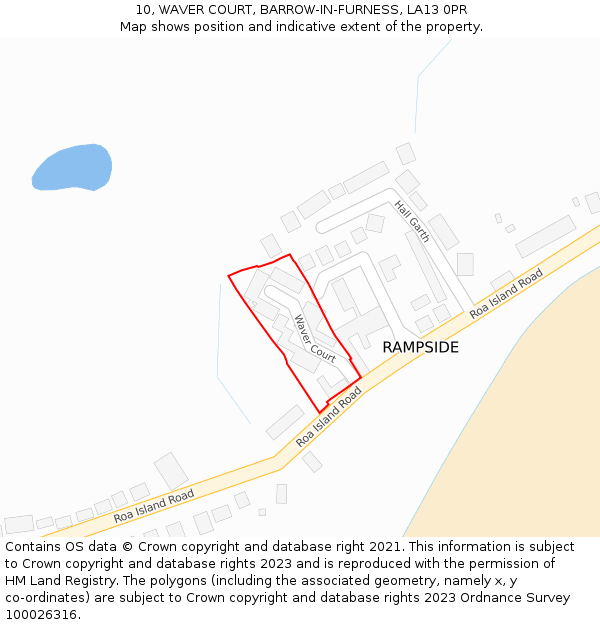 10, WAVER COURT, BARROW-IN-FURNESS, LA13 0PR: Location map and indicative extent of plot