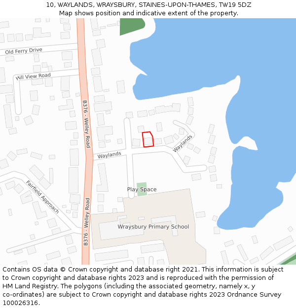 10, WAYLANDS, WRAYSBURY, STAINES-UPON-THAMES, TW19 5DZ: Location map and indicative extent of plot