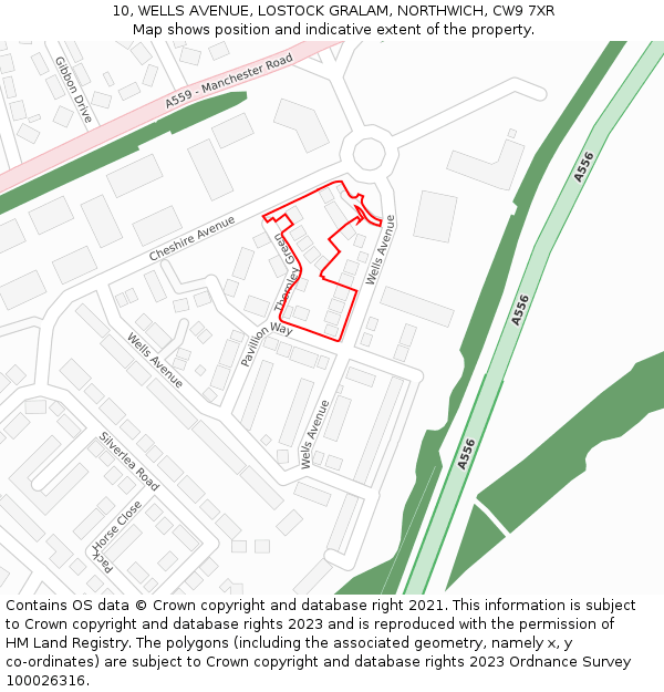 10, WELLS AVENUE, LOSTOCK GRALAM, NORTHWICH, CW9 7XR: Location map and indicative extent of plot