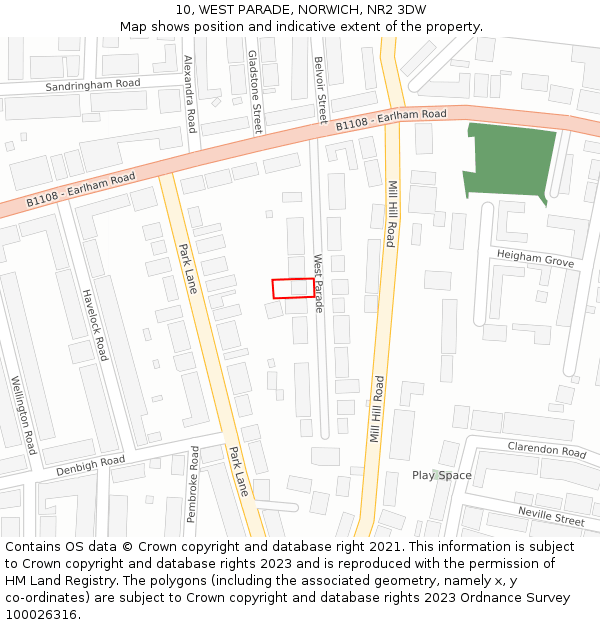 10, WEST PARADE, NORWICH, NR2 3DW: Location map and indicative extent of plot