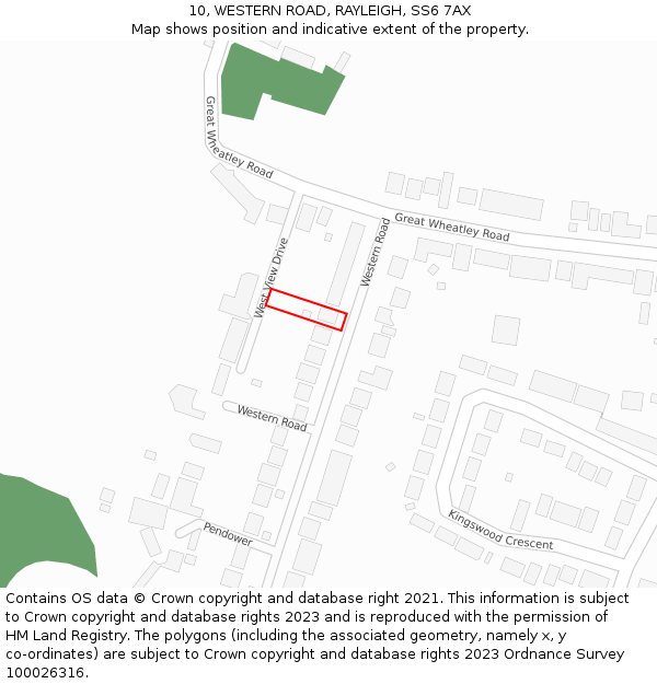 10, WESTERN ROAD, RAYLEIGH, SS6 7AX: Location map and indicative extent of plot