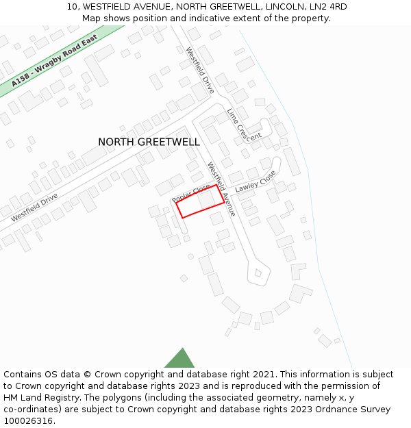 10, WESTFIELD AVENUE, NORTH GREETWELL, LINCOLN, LN2 4RD: Location map and indicative extent of plot