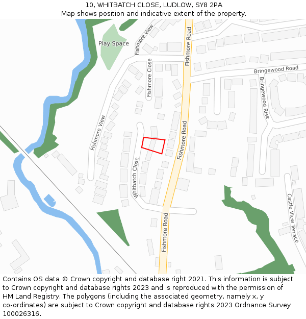 10, WHITBATCH CLOSE, LUDLOW, SY8 2PA: Location map and indicative extent of plot