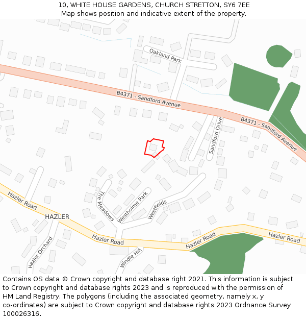 10, WHITE HOUSE GARDENS, CHURCH STRETTON, SY6 7EE: Location map and indicative extent of plot