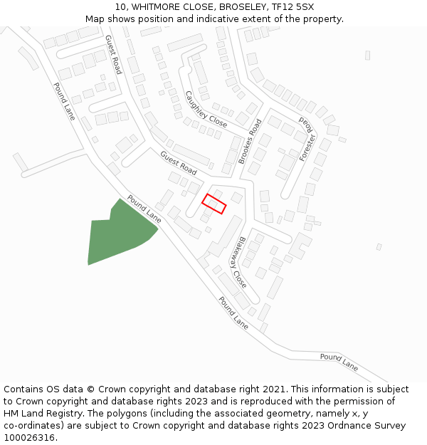 10, WHITMORE CLOSE, BROSELEY, TF12 5SX: Location map and indicative extent of plot