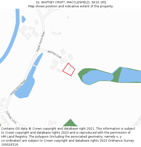 10, WHITNEY CROFT, MACCLESFIELD, SK10 1RQ: Location map and indicative extent of plot