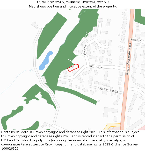 10, WILCOX ROAD, CHIPPING NORTON, OX7 5LE: Location map and indicative extent of plot