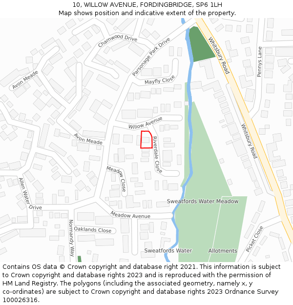 10, WILLOW AVENUE, FORDINGBRIDGE, SP6 1LH: Location map and indicative extent of plot