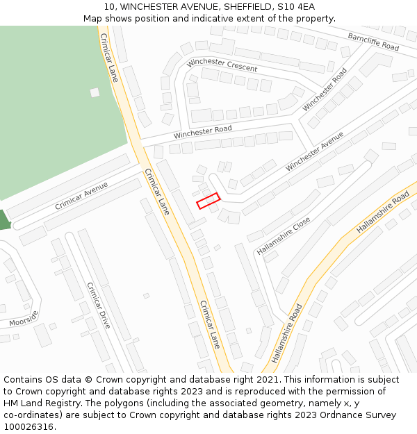 10, WINCHESTER AVENUE, SHEFFIELD, S10 4EA: Location map and indicative extent of plot