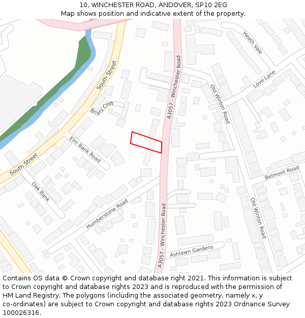 10, WINCHESTER ROAD, ANDOVER, SP10 2EG: Location map and indicative extent of plot