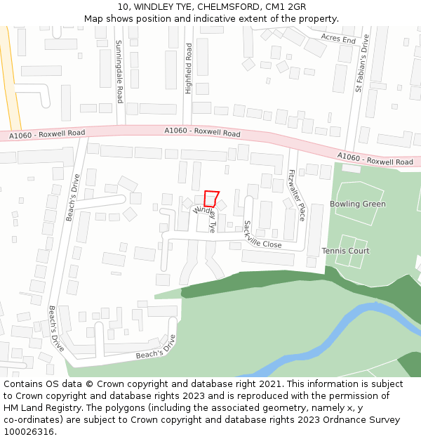 10, WINDLEY TYE, CHELMSFORD, CM1 2GR: Location map and indicative extent of plot