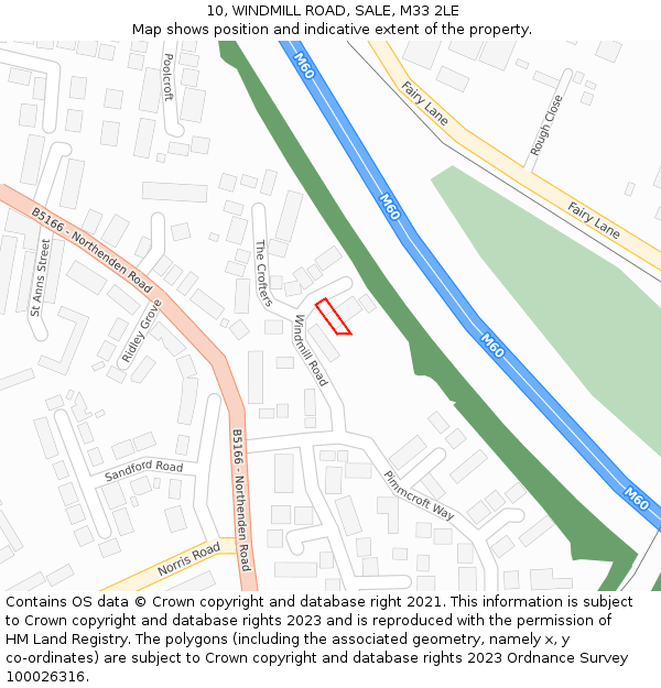 10, WINDMILL ROAD, SALE, M33 2LE: Location map and indicative extent of plot