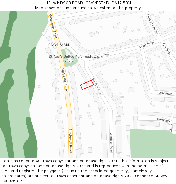 10, WINDSOR ROAD, GRAVESEND, DA12 5BN: Location map and indicative extent of plot