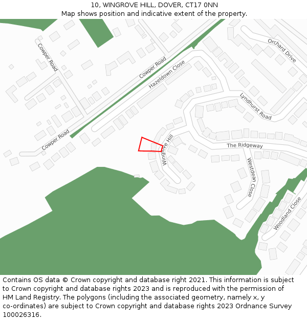 10, WINGROVE HILL, DOVER, CT17 0NN: Location map and indicative extent of plot