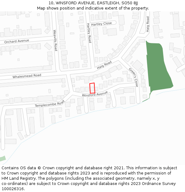 10, WINSFORD AVENUE, EASTLEIGH, SO50 8JJ: Location map and indicative extent of plot