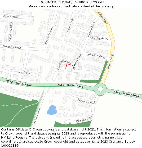 10, WINTERLEY DRIVE, LIVERPOOL, L26 9YH: Location map and indicative extent of plot