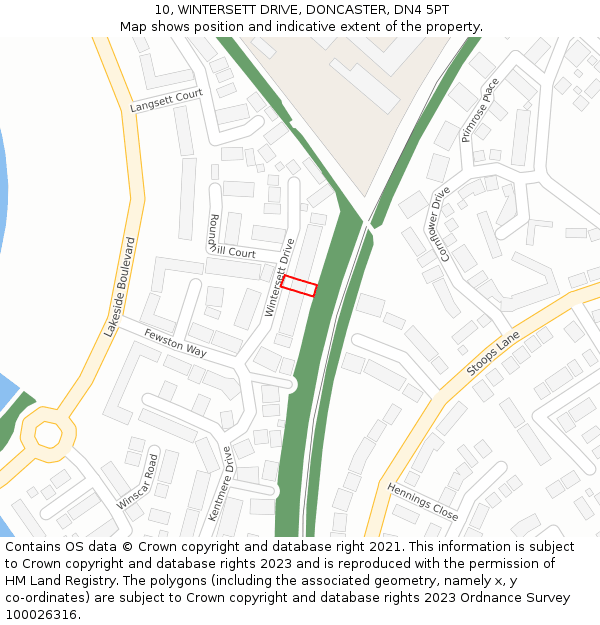 10, WINTERSETT DRIVE, DONCASTER, DN4 5PT: Location map and indicative extent of plot