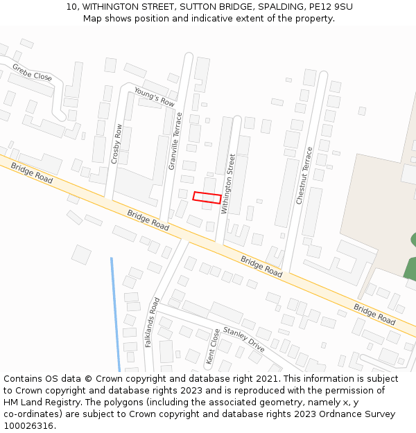 10, WITHINGTON STREET, SUTTON BRIDGE, SPALDING, PE12 9SU: Location map and indicative extent of plot